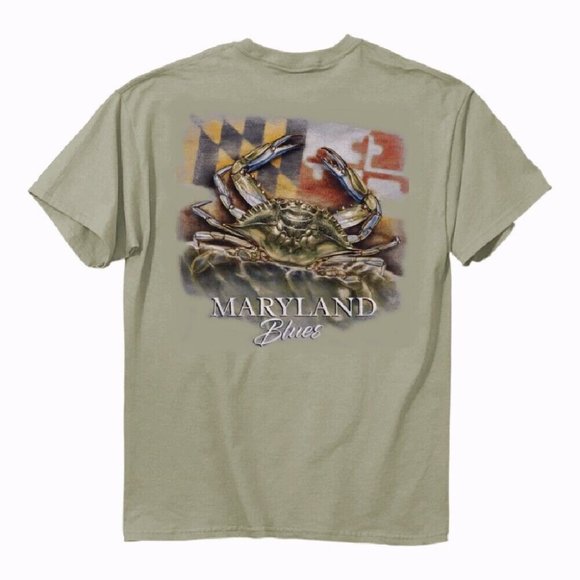 Maryland Blues Flag And Crabs Short Sleeve T-Shirt - NEW Fast Ship - Picture 1 of 6